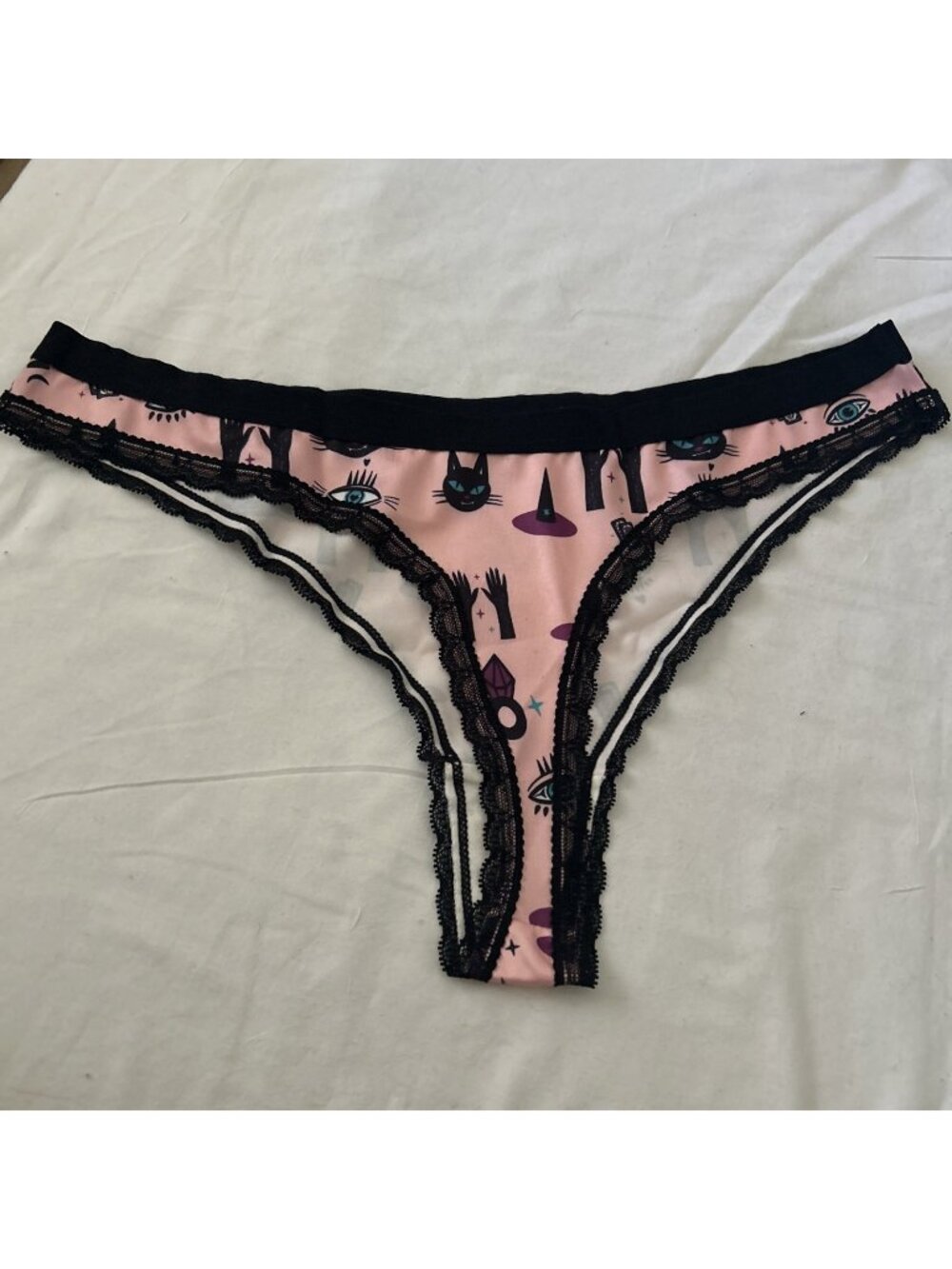 Morvia Halloween Emo Goth Punk Biker Cat Panties Underwear Lace Plus Size XXL